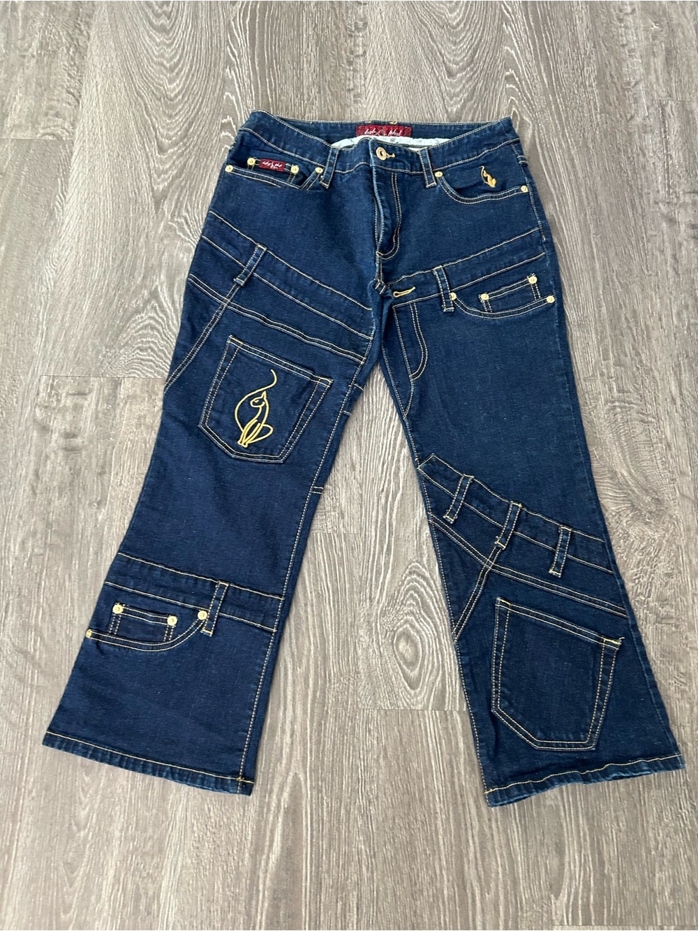 Baby phat Y2K Dark Blue Women’s Denim Jeans with Decorative Stitching